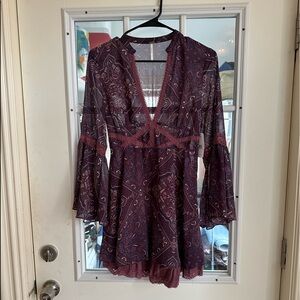 Free people purple paisley mini dress
